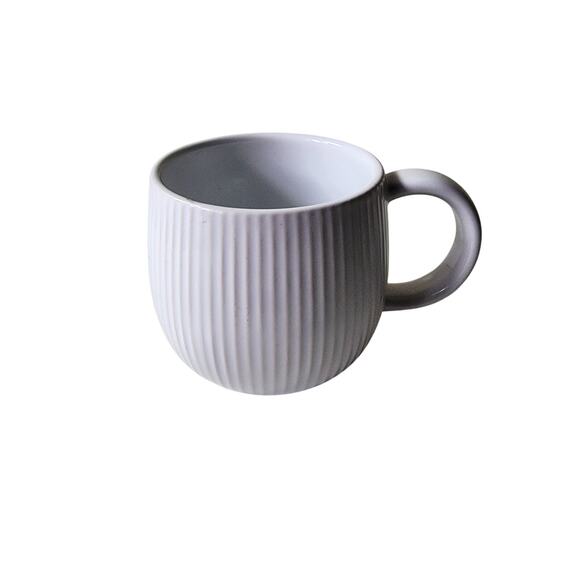 WORLD MARKET White Stripe Ribbed Textured Tea Coffee Mug - Qty 1 - Picture 1 of 8